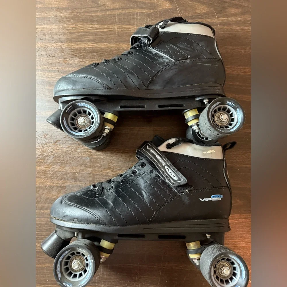 Viper M1 Size 11 Men's Roller Derby Speed Skates Sleek Black 4 Wheel Model U721M - Picture 3 of 6